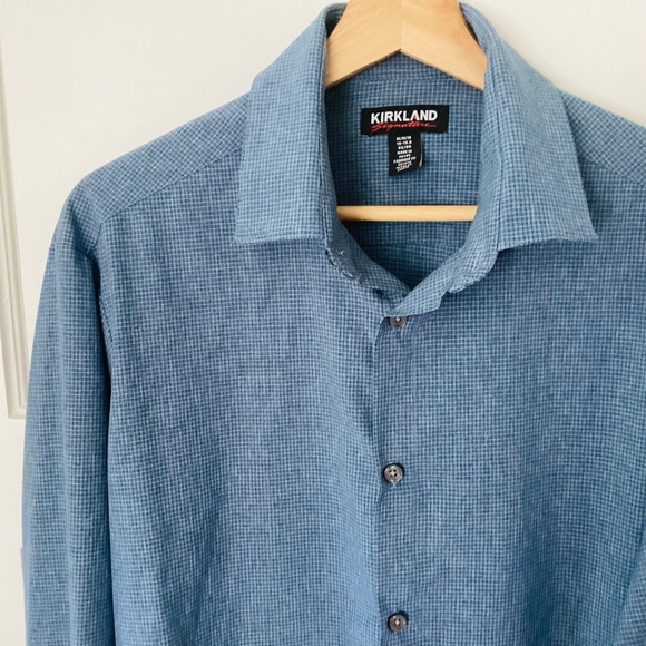 KIRKLAND SIGNATURE MENS Size M 4-WAY STRETCH SPORTSHIRT LONG SLEEVED BUTTON DOWN - Picture 5 of 11